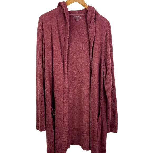 Barefoot Dreams Maroon Long Hooded Cardigan Soft XL - Picture 3 of 7